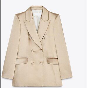 NWT Zara Womens Satin Double Breast Blazer-NOT FOR SALE